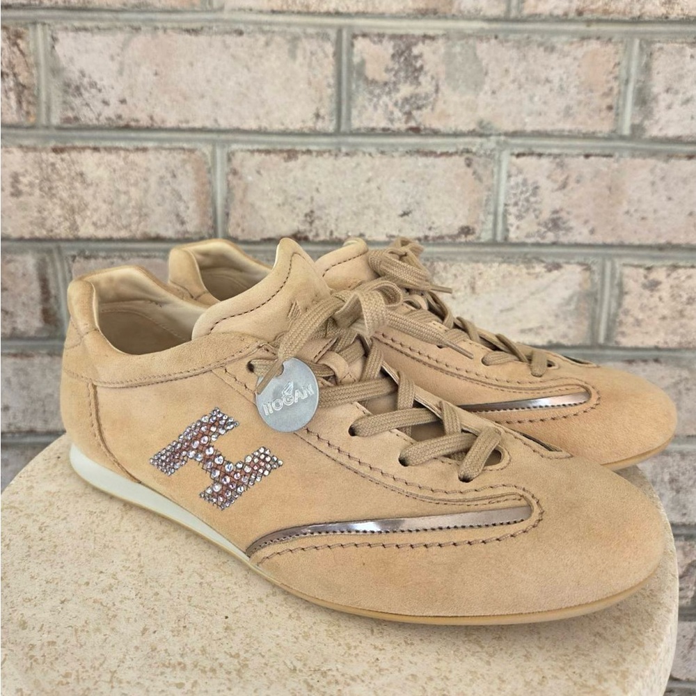 Hogan Tan Sneakers Suede Mesh Casual